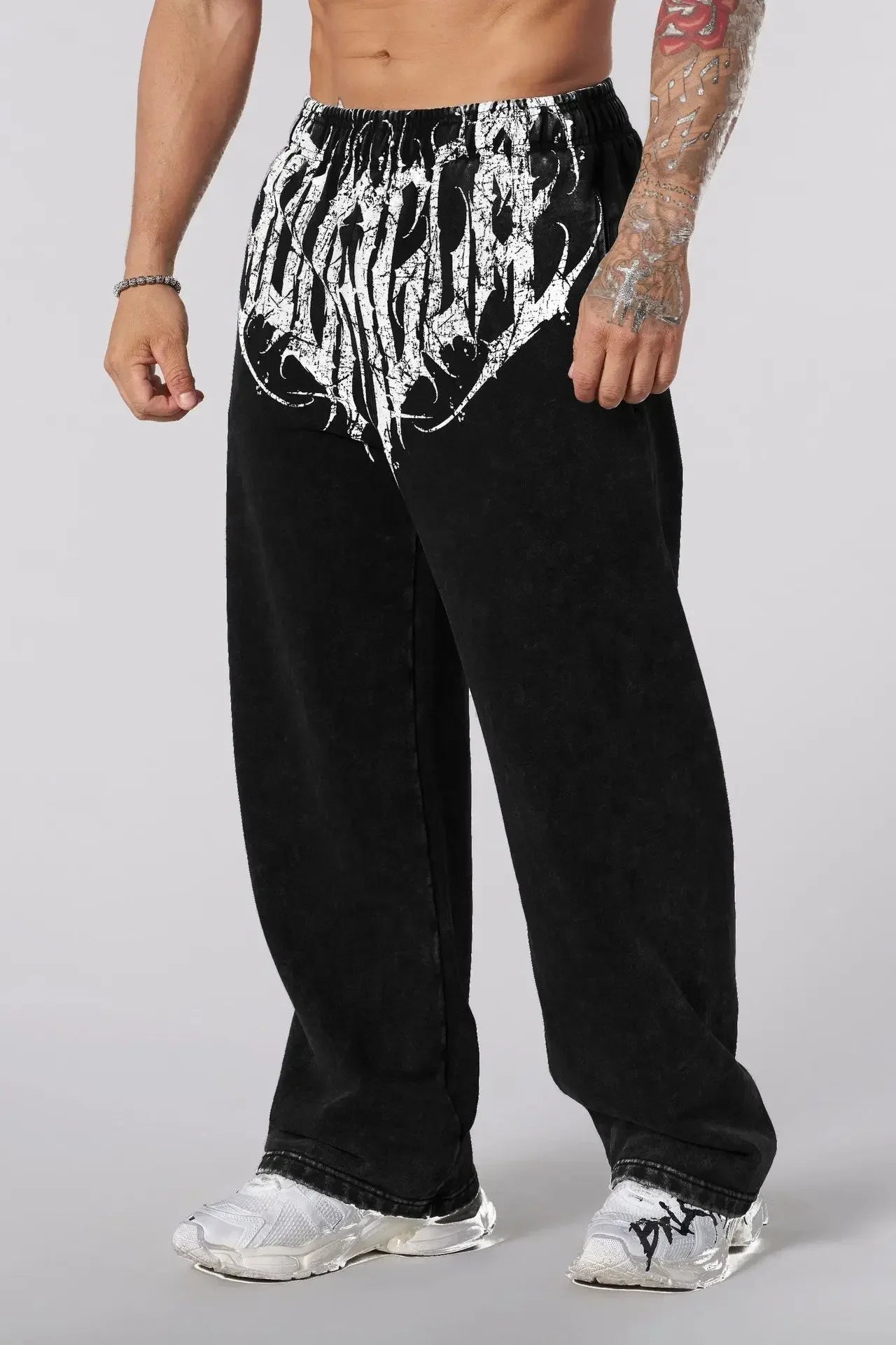 Men's straight legs wide pants fitness training casual sports outdoor running trousers fashion American style brand sports pants - ALMASTRONG
