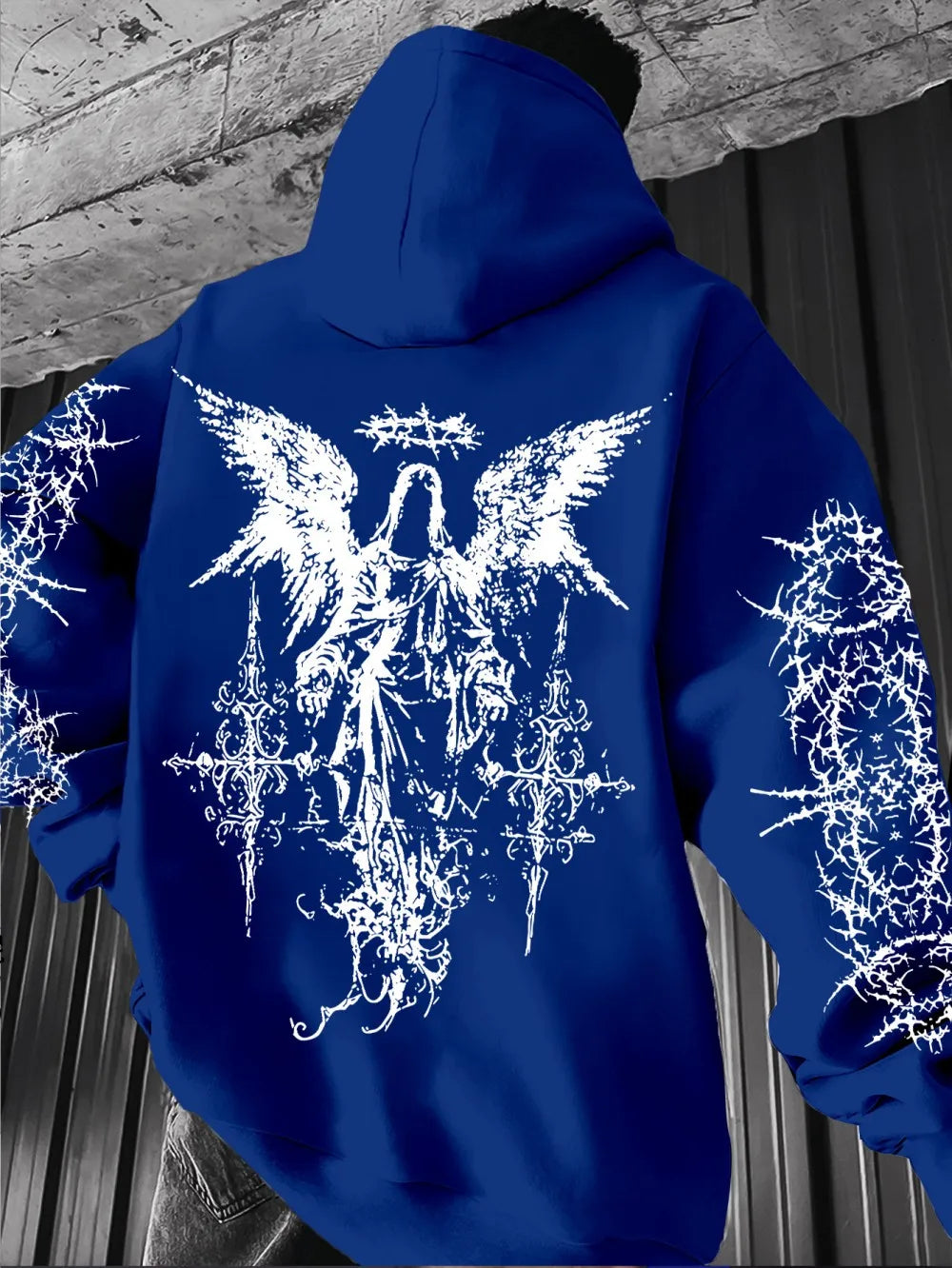 Gothic Style Angel Print Hoodies Men Women Outdoor Street Casual Sport Trend Hip-hop Couple Long-sleeve Autumn Winter Sweatshirt - ALMASTRONG