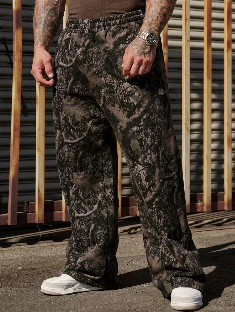 ALMASTRONG Men’s Camo Sweatpants – Wide Leg Breathable Casual Pants