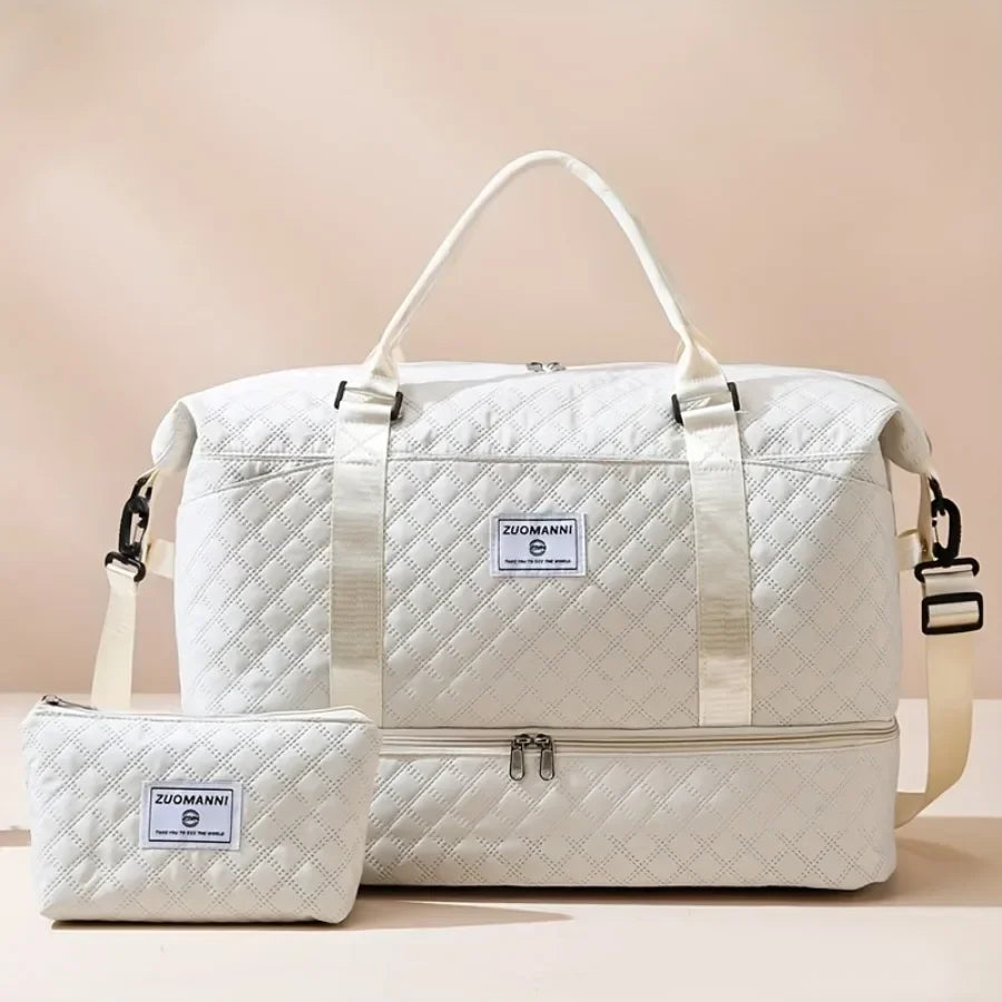 2pcs Set Large Capacity Travel Duffel Bag with Shoe Compartment and