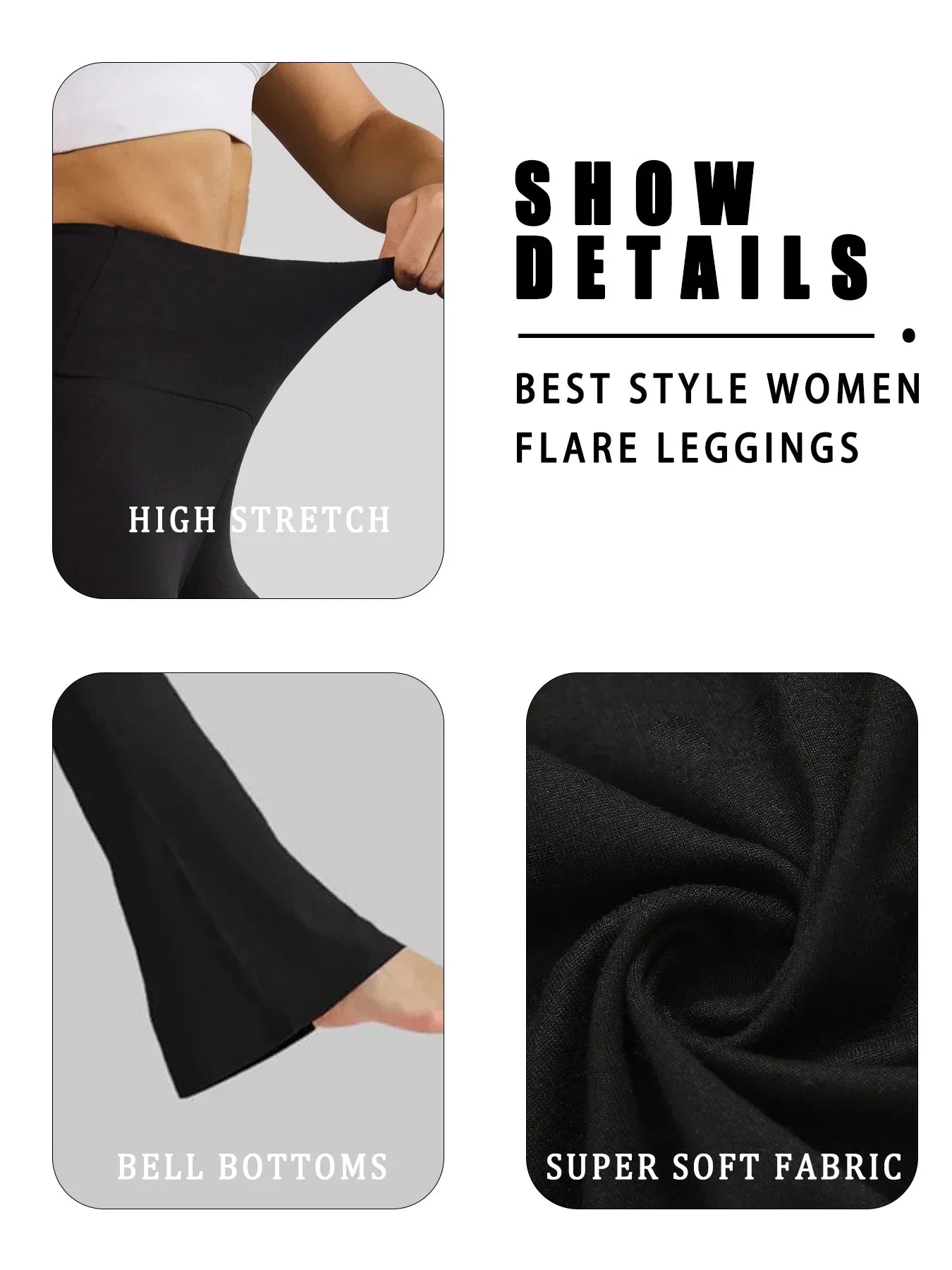 2 Pack Women's Super Soft Flare Pants High Waisted Tummy Control