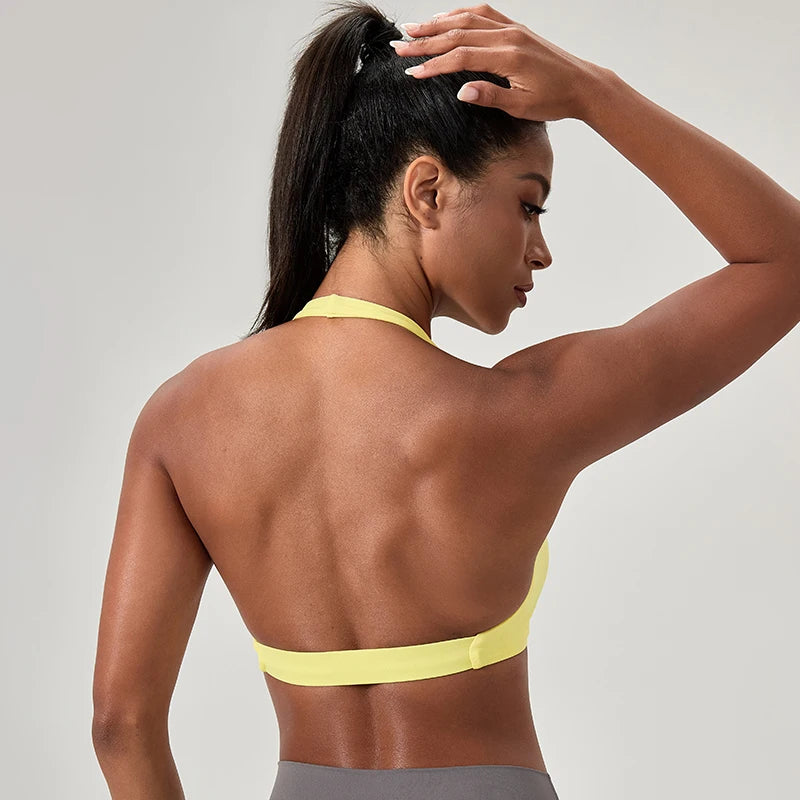 Women’s Halter Neck Sports Bra – Stylish Back Yoga Gym Top