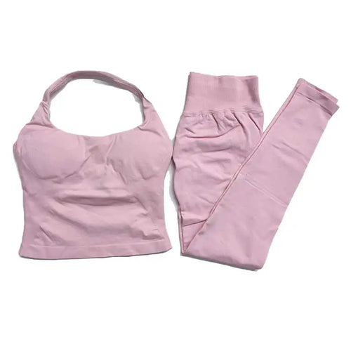 ALMASTRONG Women’s 2-Piece Yoga Set – Halter Top & Leggings Outfit