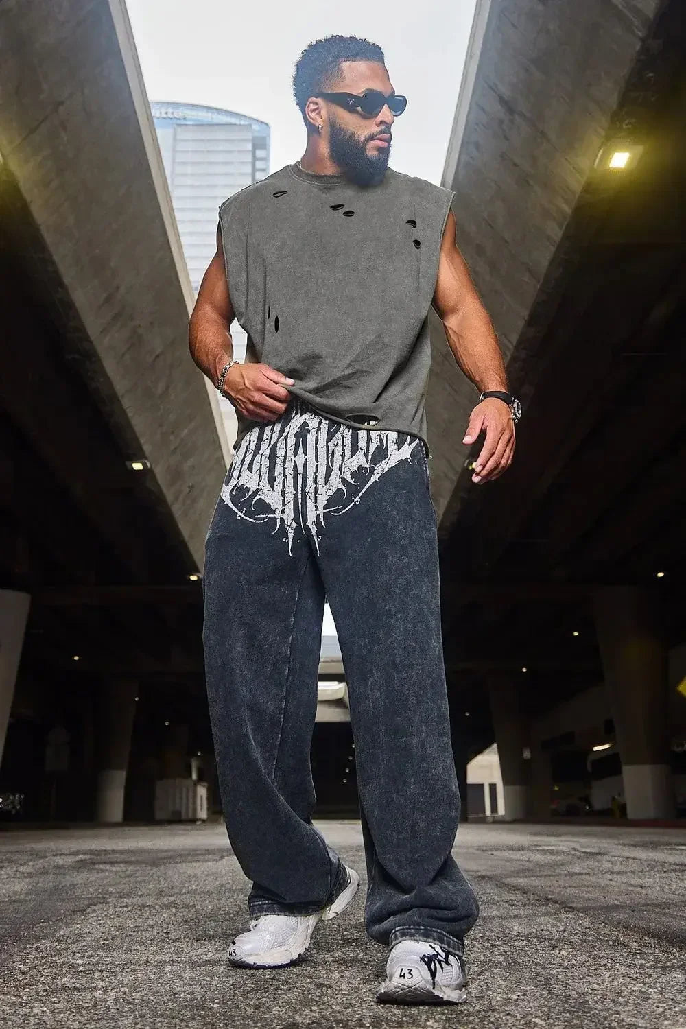 Men's straight legs wide pants fitness training casual sports outdoor running trousers fashion American style brand sports pants - ALMASTRONG