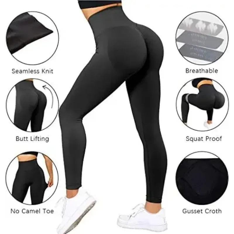 Seamless Knitted Leggings Women High Waist Sports Pants  High Elastic