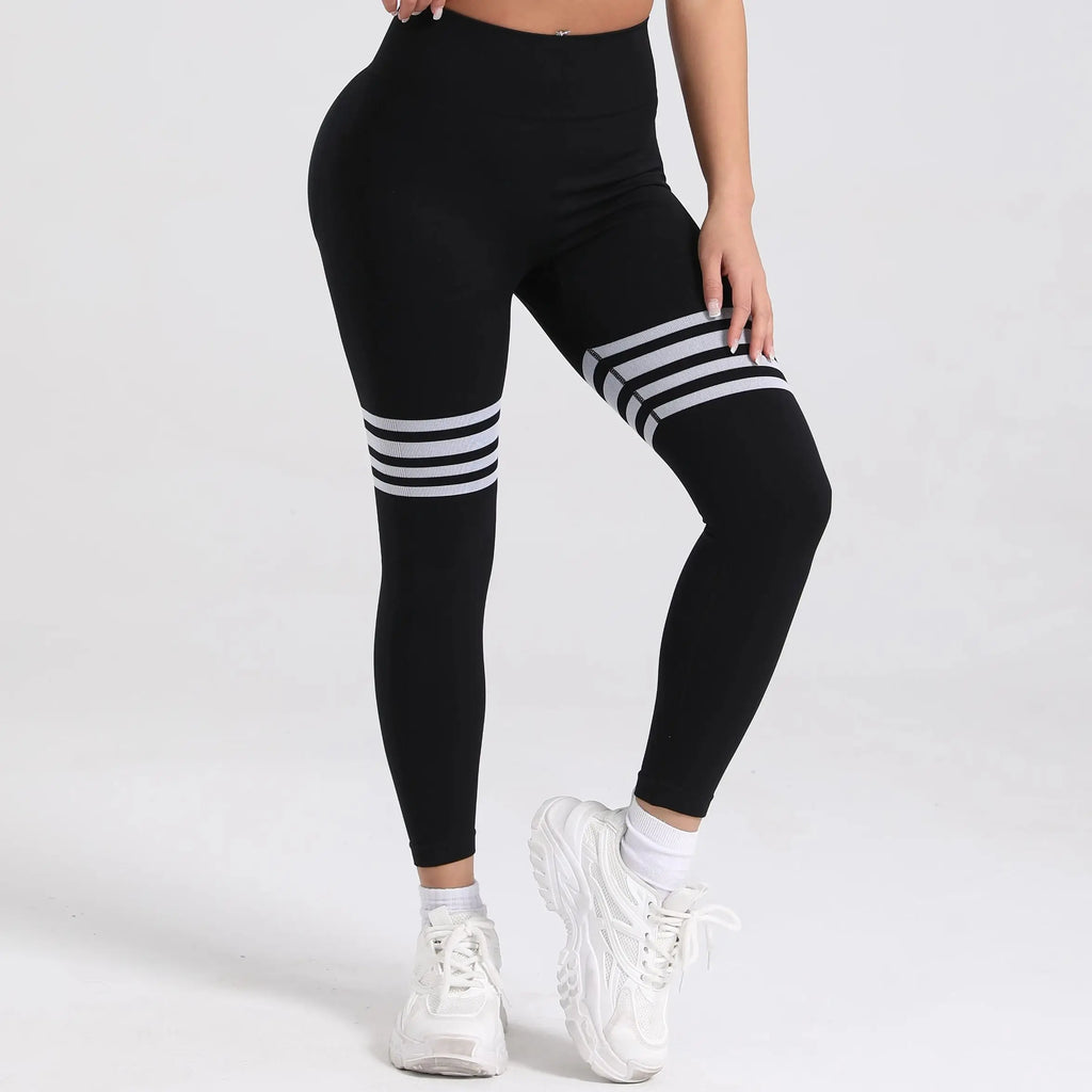 Women V Back Line Leggings Gym Fitness Athletic Workout Elastic