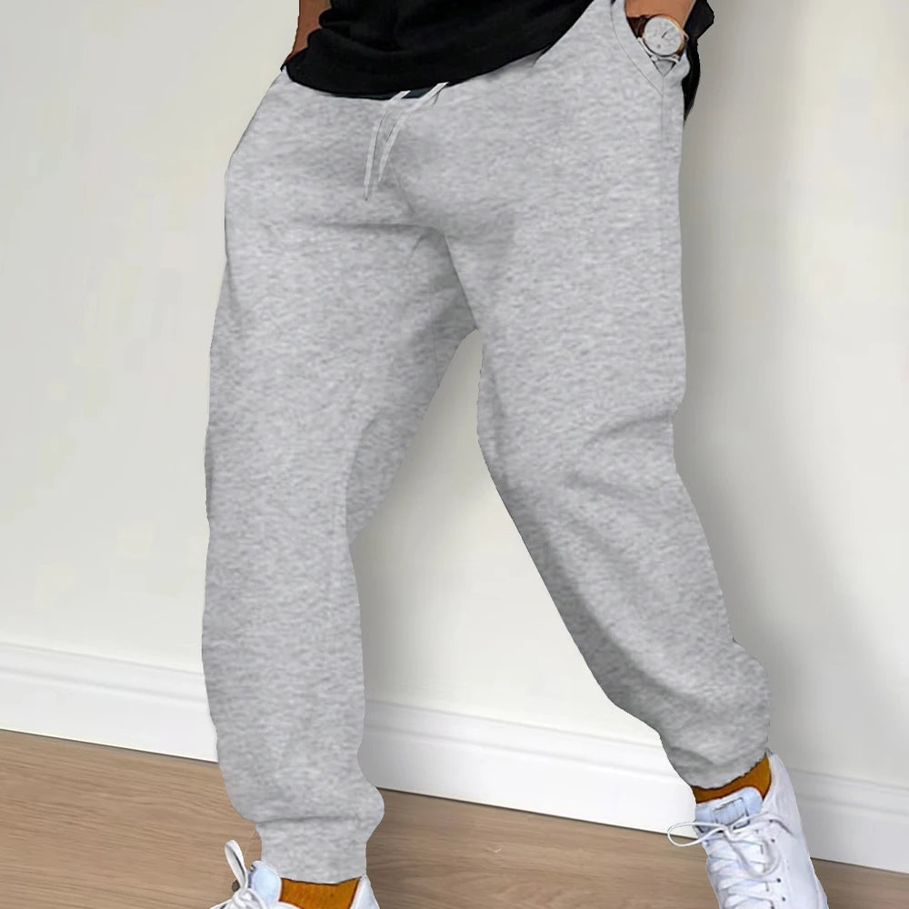 Men's Casual Pants Autumn Winter Fleece Sweatpants Men Running Jogger