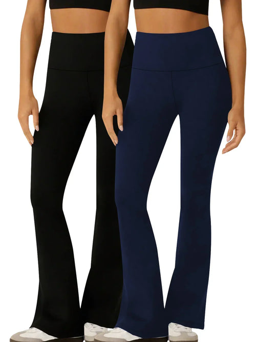 2 Pack Women's Super Soft Flare Pants High Waisted Tummy Control