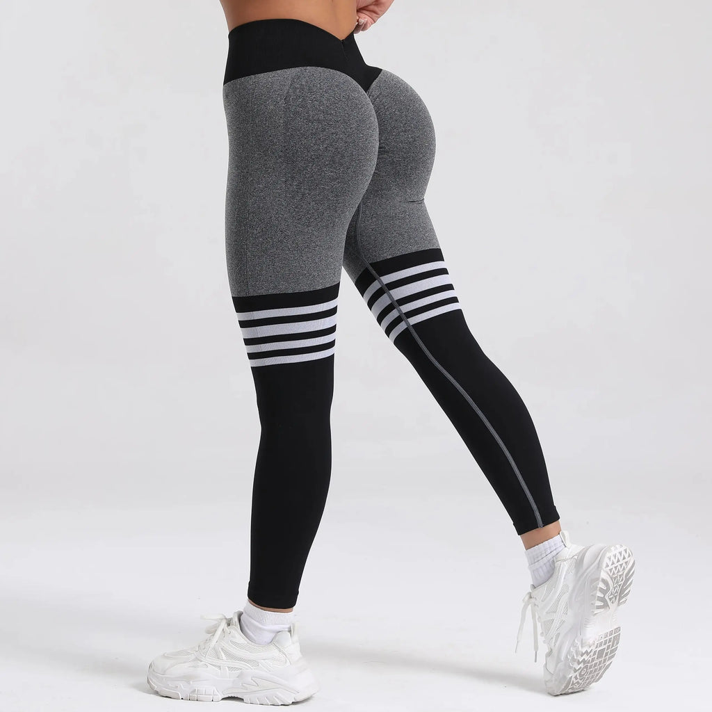 Women V Back Line Leggings Gym Fitness Athletic Workout Elastic