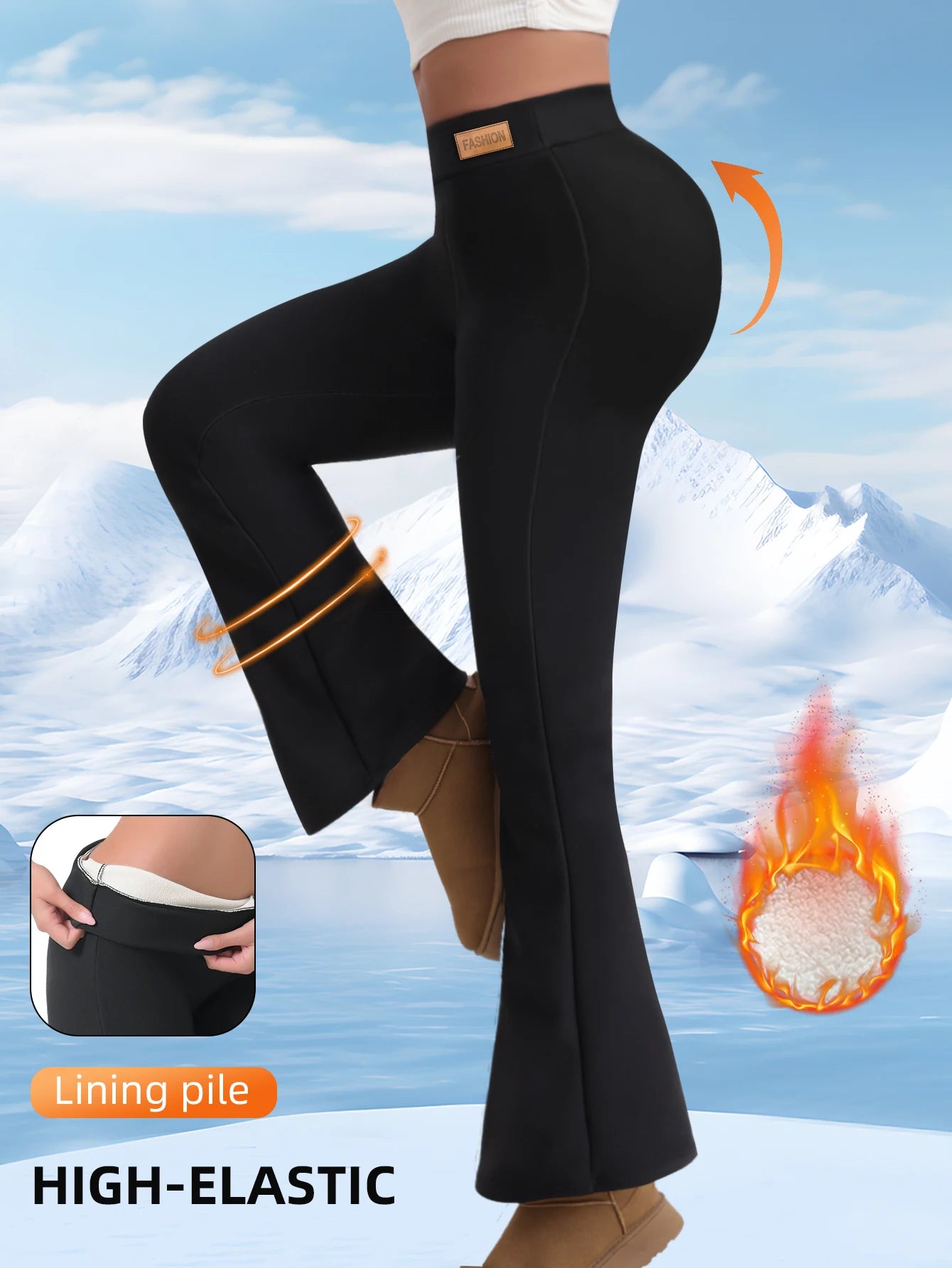 Fleece lined pants, women's yoga pants, women's thermal pants, high