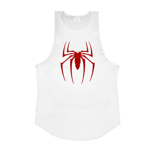 Red Spider Printed Running Tank Tops Gym Fitness Cotton Breathable
