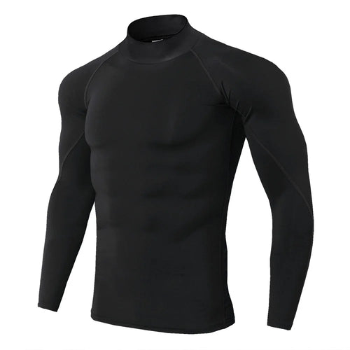 Men Bodybuilding Sport T-shirt Quick Dry Running Shirt Long Sleeve