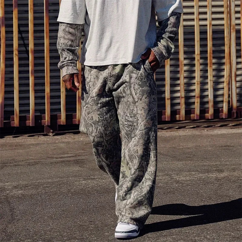 ALMASTRONG Men’s Camo Sweatpants – Wide Leg Breathable Casual Pants