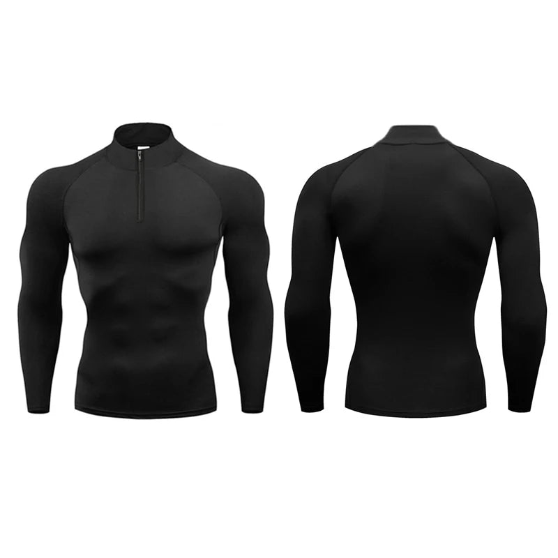 Men Running T-shirts Compression Fitness Long Sleeve Sports Polo