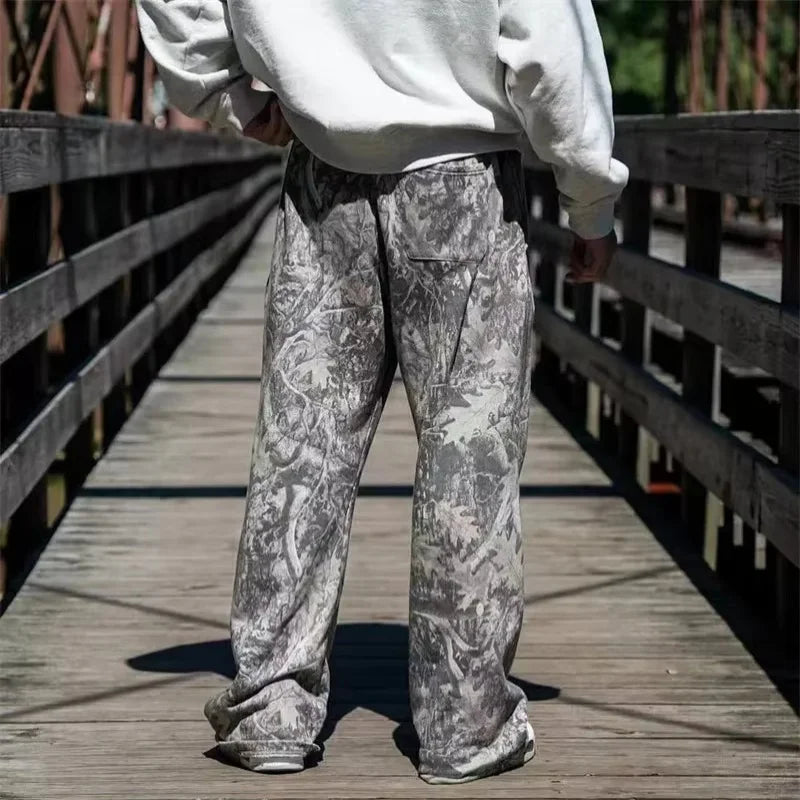 ALMASTRONG Men’s Camo Sweatpants – Wide Leg Breathable Casual Pants