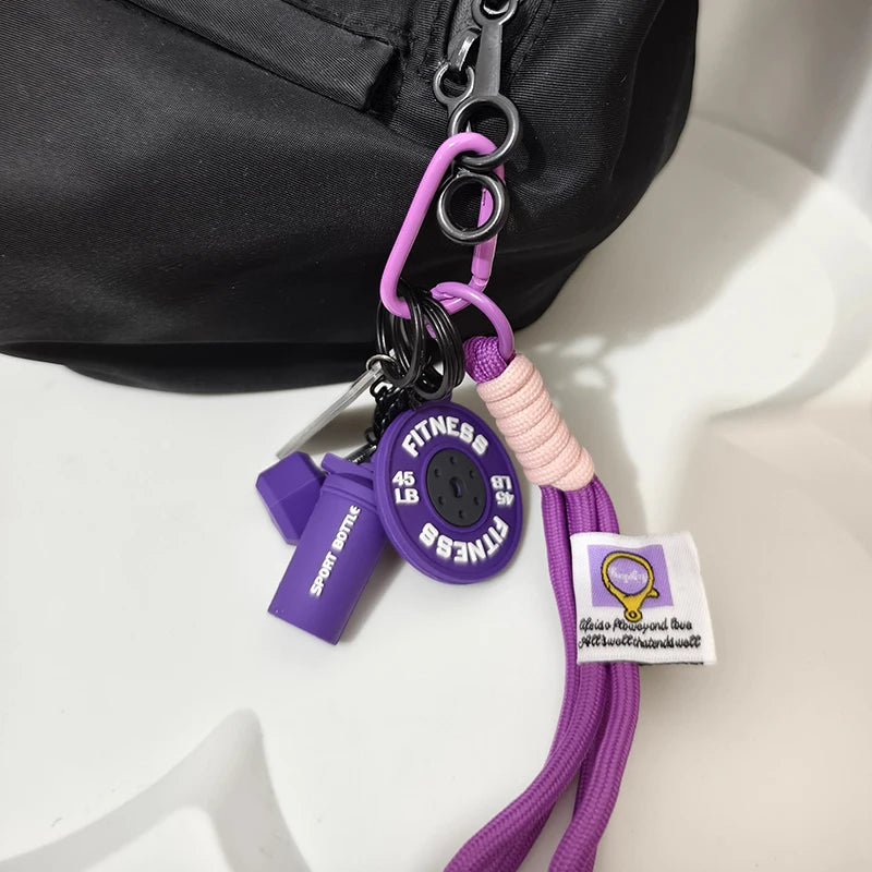 2025 HOT! Fitness Keychain Gym Barbell Key chain Weightlifting Keyring