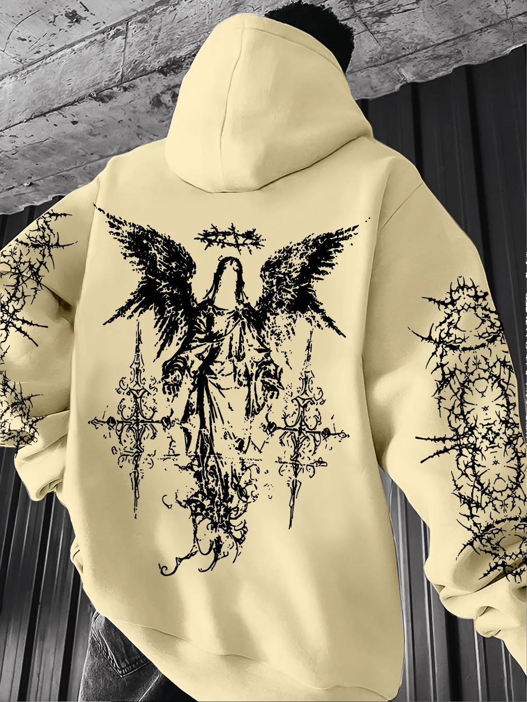 Gothic Style Angel Print Hoodies Men Women Outdoor Street Casual Sport Trend Hip-hop Couple Long-sleeve Autumn Winter Sweatshirt - ALMASTRONG