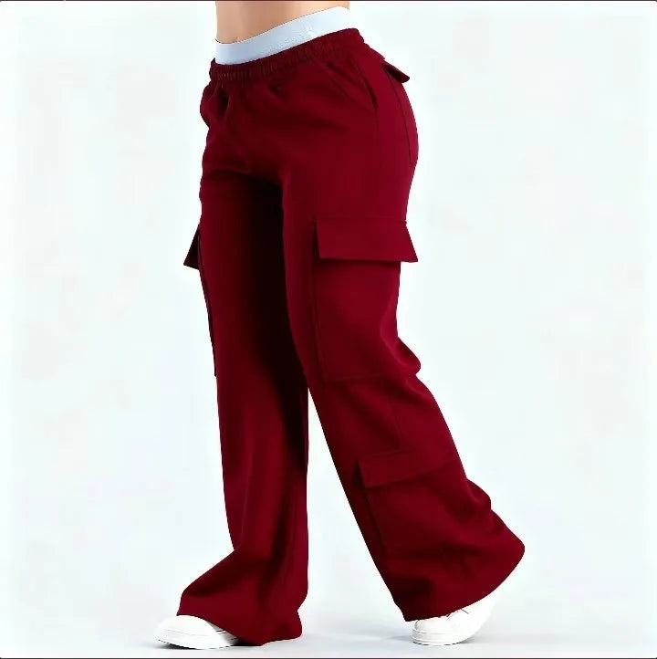 Women’s high-waist wide-leg cargo pants by ALMASTRONG featuring utility style and streetwear-inspired design.