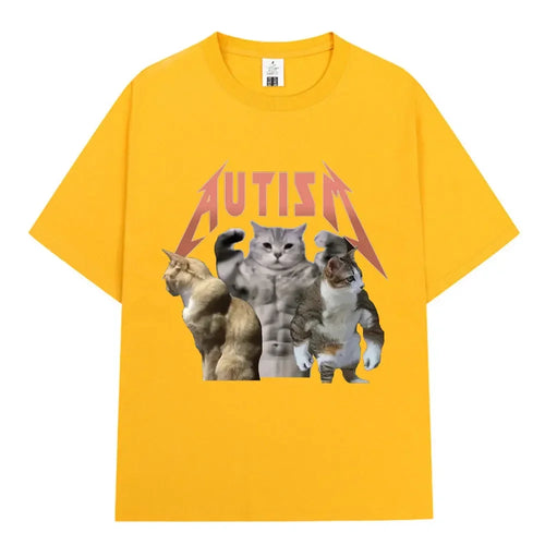Buff Cats Autism Memory T-shirt Fitness Gym Fashion Hip Hop Short