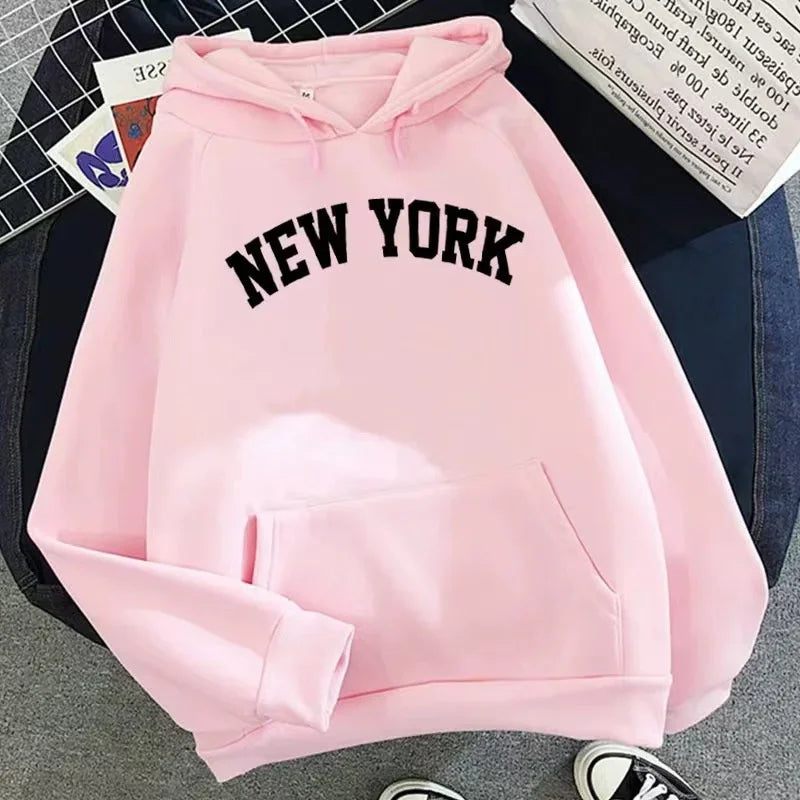 Women’s Gym Hoodie – New York Letter Sweatshirt