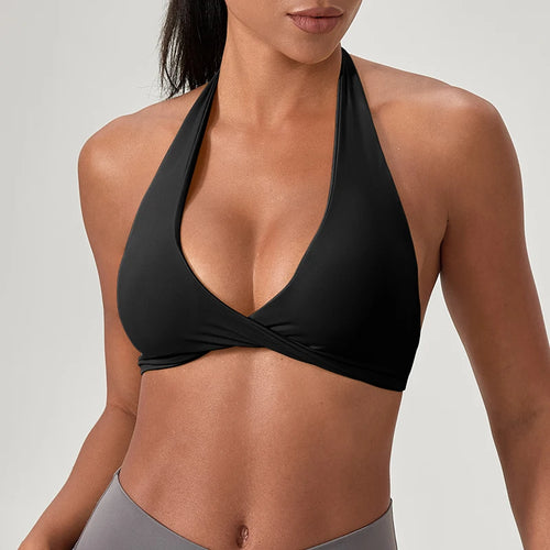 Women’s Halter Neck Sports Bra – Stylish Back Yoga Gym Top