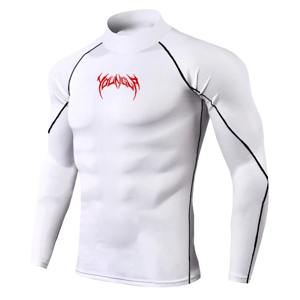 ALMASTRONG Men’s Gothic Compression T-Shirt – High-Neck Quick-Dry Training