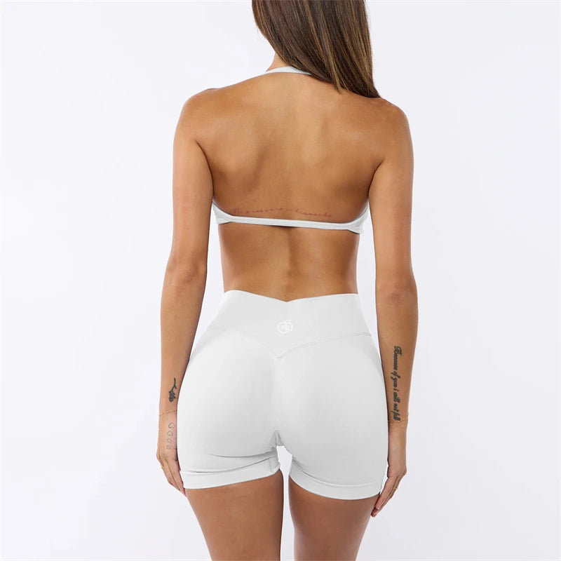 Bum Impact Bra and Shaping Short Set Women Backless Bra & Sports Shorts Sexy Female Seamless Yoga Sportswear Underwear Clothes - ALMASTRONG