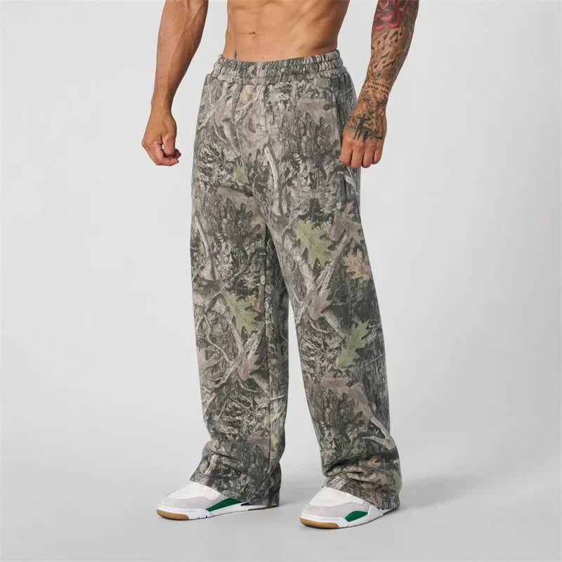 ALMASTRONG Men’s Camo Sweatpants – Wide Leg Breathable Casual Pants