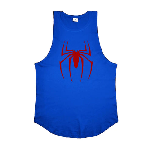 Red Spider Printed Running Tank Tops Gym Fitness Cotton Breathable