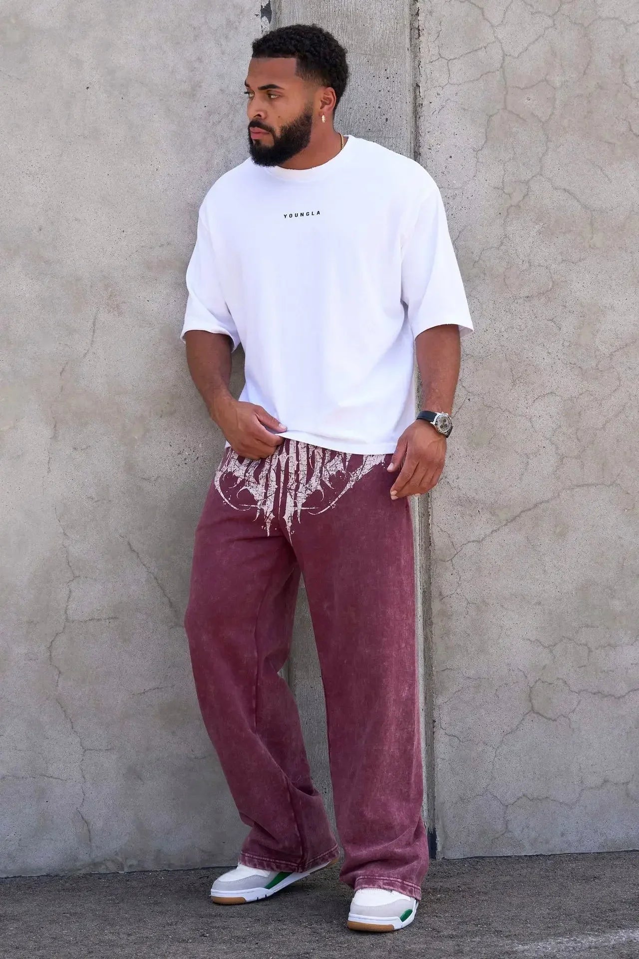 Men's straight legs wide pants fitness training casual sports outdoor running trousers fashion American style brand sports pants - ALMASTRONG