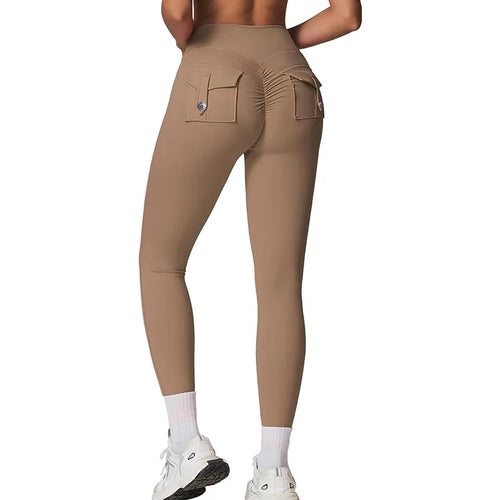 Fitness Yoga Leggings for Women Pocket Scrunched Gym Leggings High