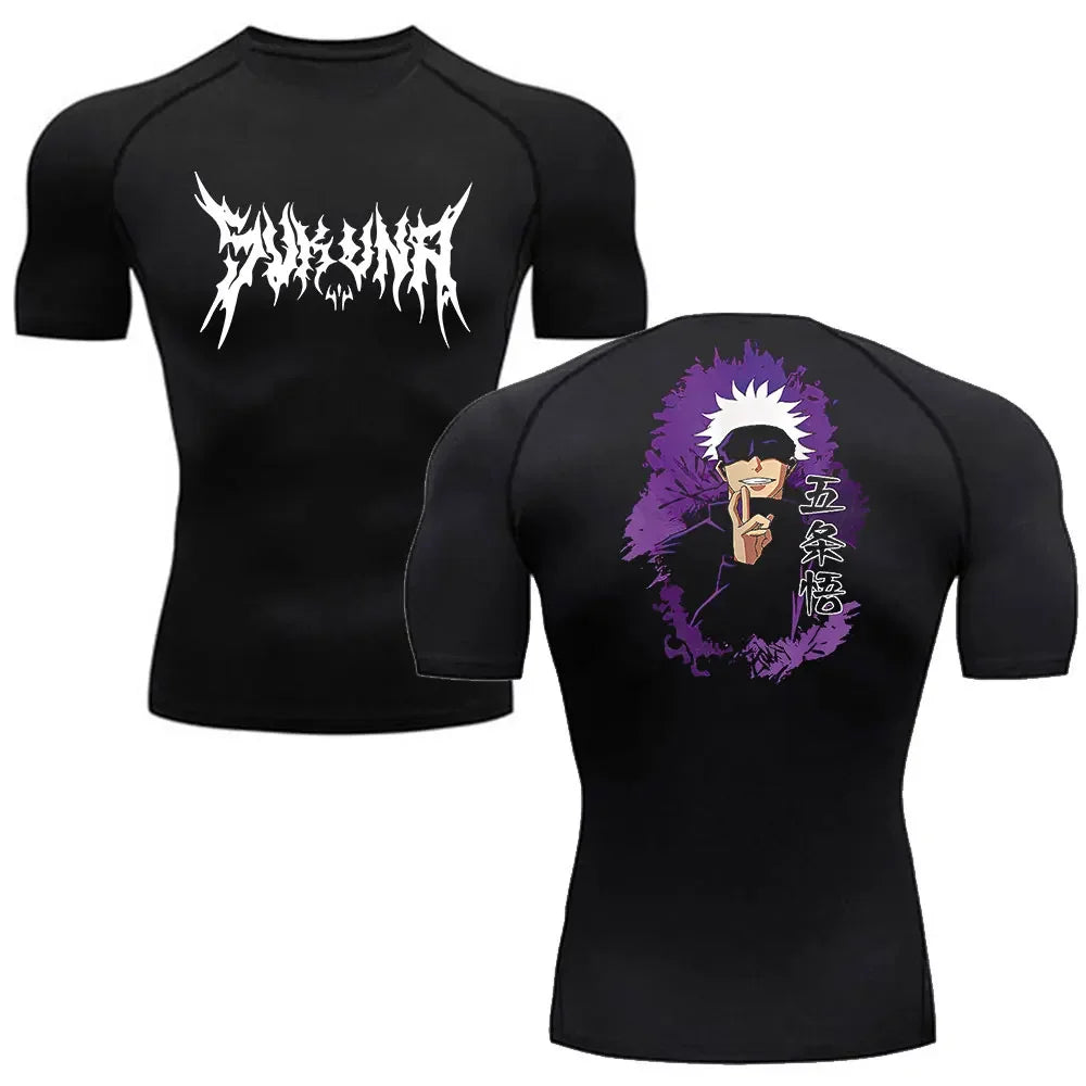 Anime Jujutsu Kaisen Compression Shirt Men Fitness Gym Sport Running T-Shirt Rashgard Tops Tee Quick Dry Short Sleeve T-Shirt - ALMASTRONG