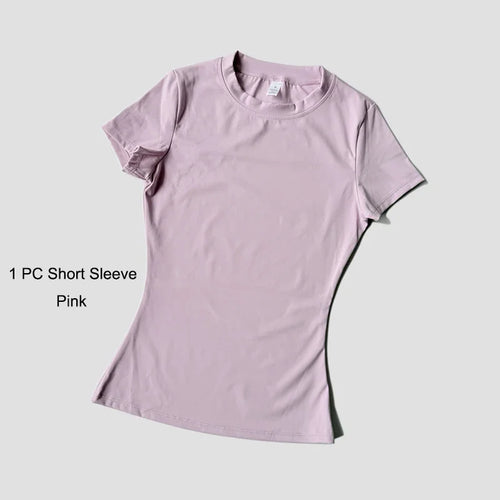 Quick-Drying Gym Leggings Set Sport Suit Short Sleeve Breathable