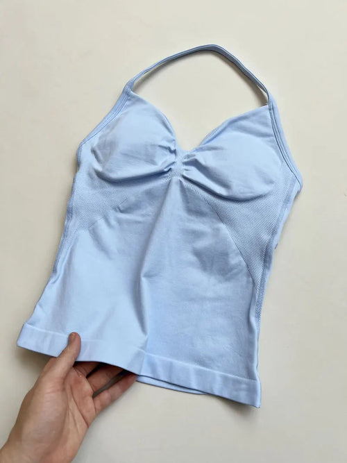 ALMASTRONG Women’s Seamless Longline Yoga Tank – Strappy Gym Top