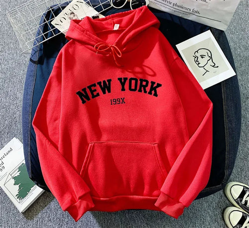 Women’s Gym Hoodie – New York Letter Sweatshirt