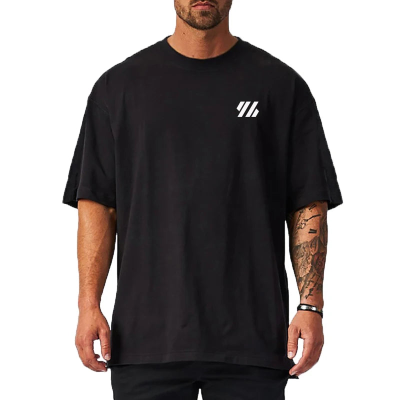 Summer Cotton Loose Oversized Half Sleeve Running T Shirt Men Sports