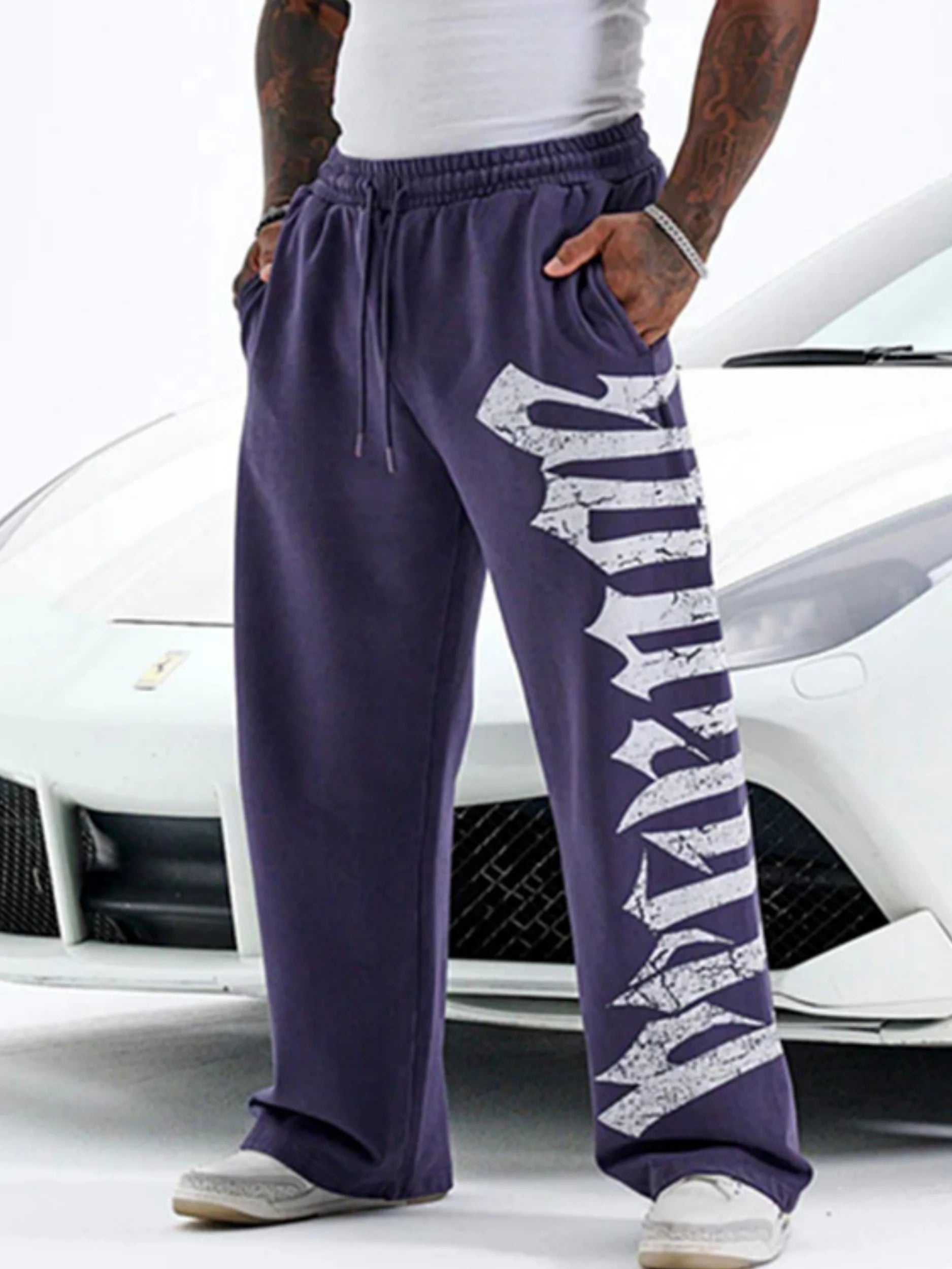 ALMASTRONG Men’s Anime Jogger Sweatpants – Wide-Leg Hip-Hop Street Style