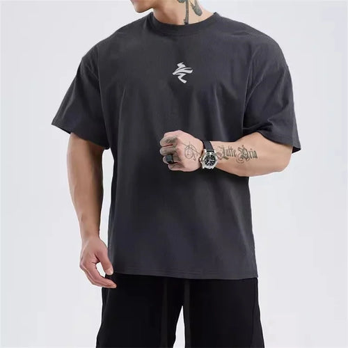 men Loose oversized short sleeved T-shirt men summer mesh sports