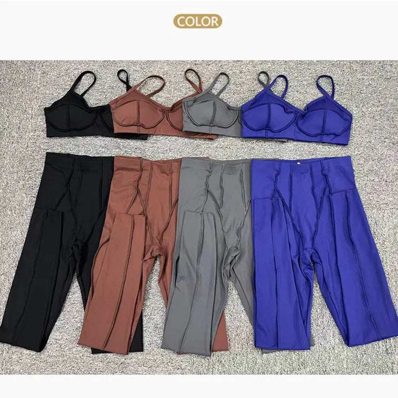 New Yoga Set Women Tracksuit Workout Legging Athletic Suit Gym Push Up