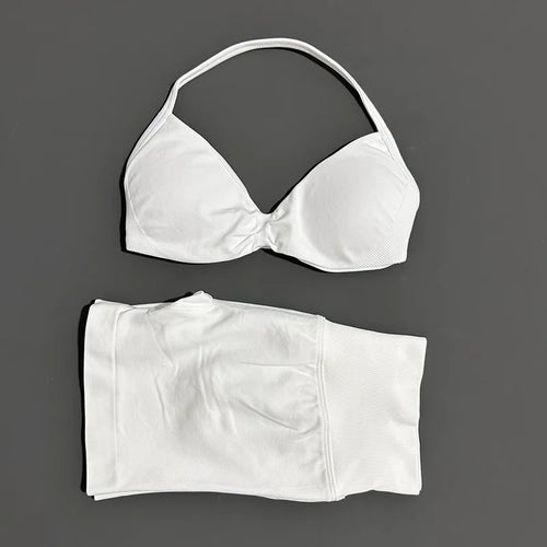 HISTELLO Gym Set 2 Piece Women Strappy Yoga Bra Top Workout Scrunch