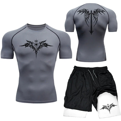 New MMA Boxing Compression Set Sportwear for Men Quick Dry Gym Shorts