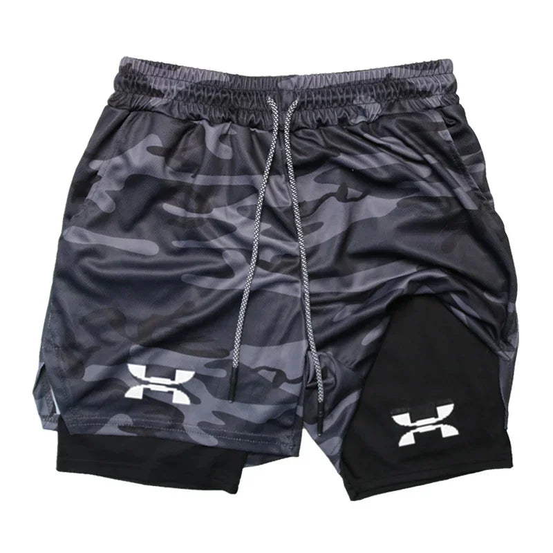 New Running Shorts Men Gym Sports Shorts 2 In 1 Quick Drying Workout Boxing Training Bottoms Fitness Jogging Short Pants Summer - ALMASTRONG