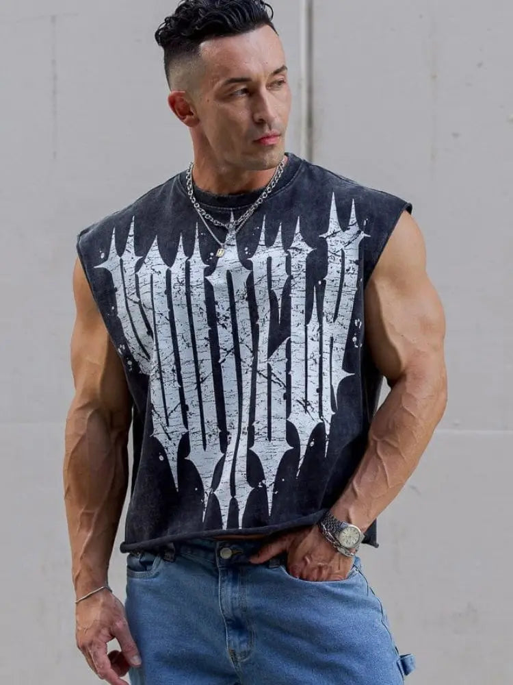 ALMASTRONG Men’s Sleeveless Cotton Tank Top – Gym & Fitness Training Vest