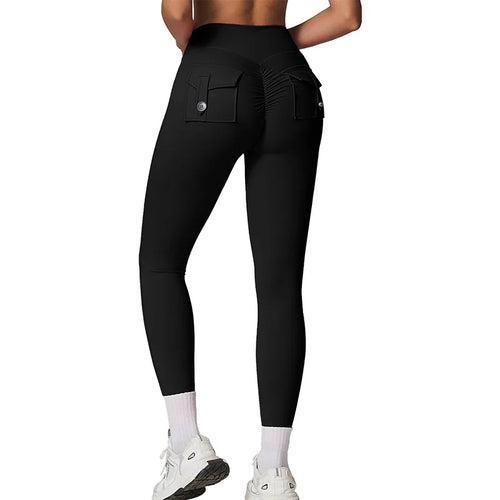 Fitness Yoga Leggings for Women Pocket Scrunched Gym Leggings High