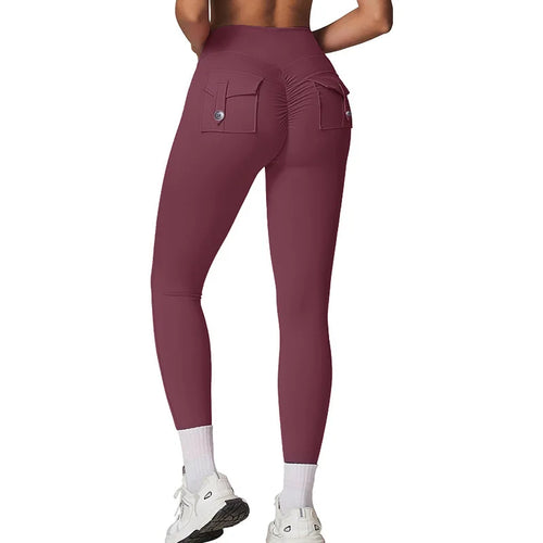 Fitness Yoga Leggings for Women Pocket Scrunched Gym Leggings High