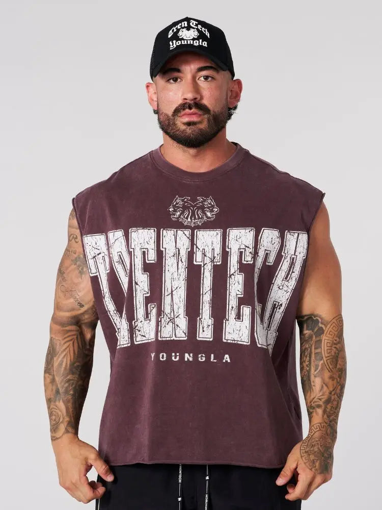 ALMASTRONG Men’s Oversized Sleeveless Top – Cotton Gym Training Waistcoat