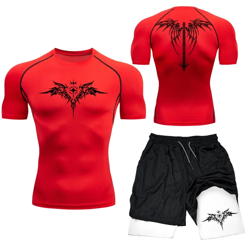 New MMA Boxing Compression Set Sportwear for Men Quick Dry Gym Shorts