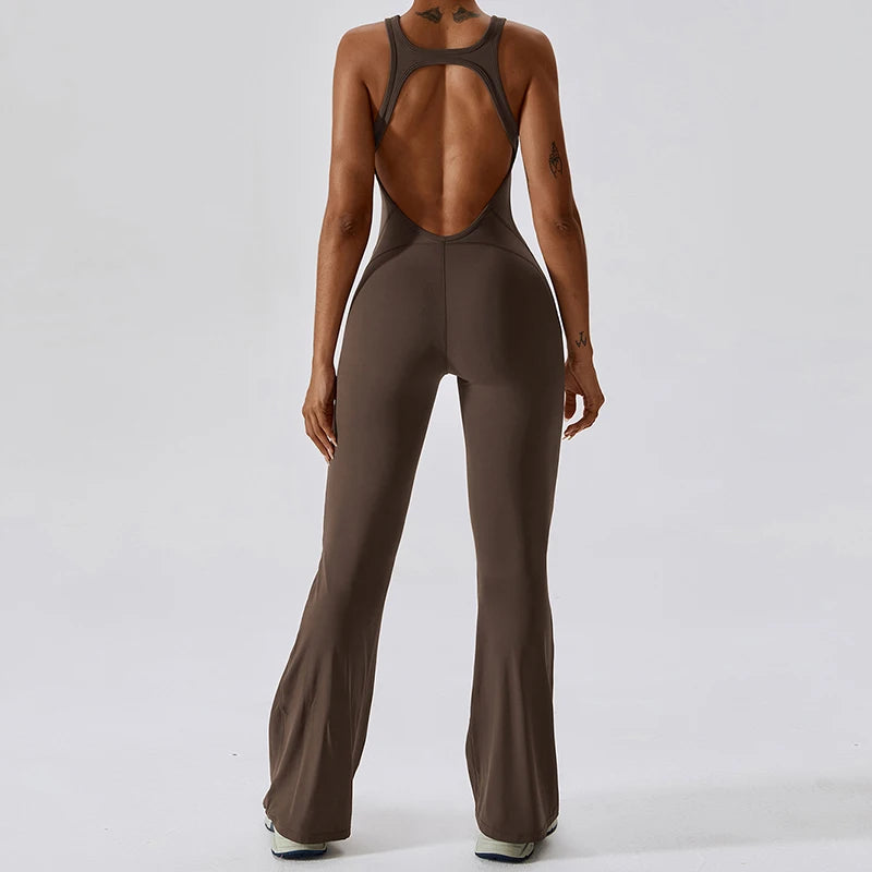 ALMASTRONG women's sports jumpsuit and yoga set, stretchy fitness romper and bodysuit for gym, training, and yoga workouts.