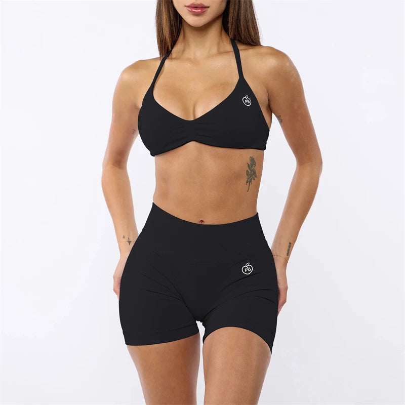 Bum Impact Bra and Shaping Short Set Women Backless Bra & Sports Shorts Sexy Female Seamless Yoga Sportswear Underwear Clothes - ALMASTRONG