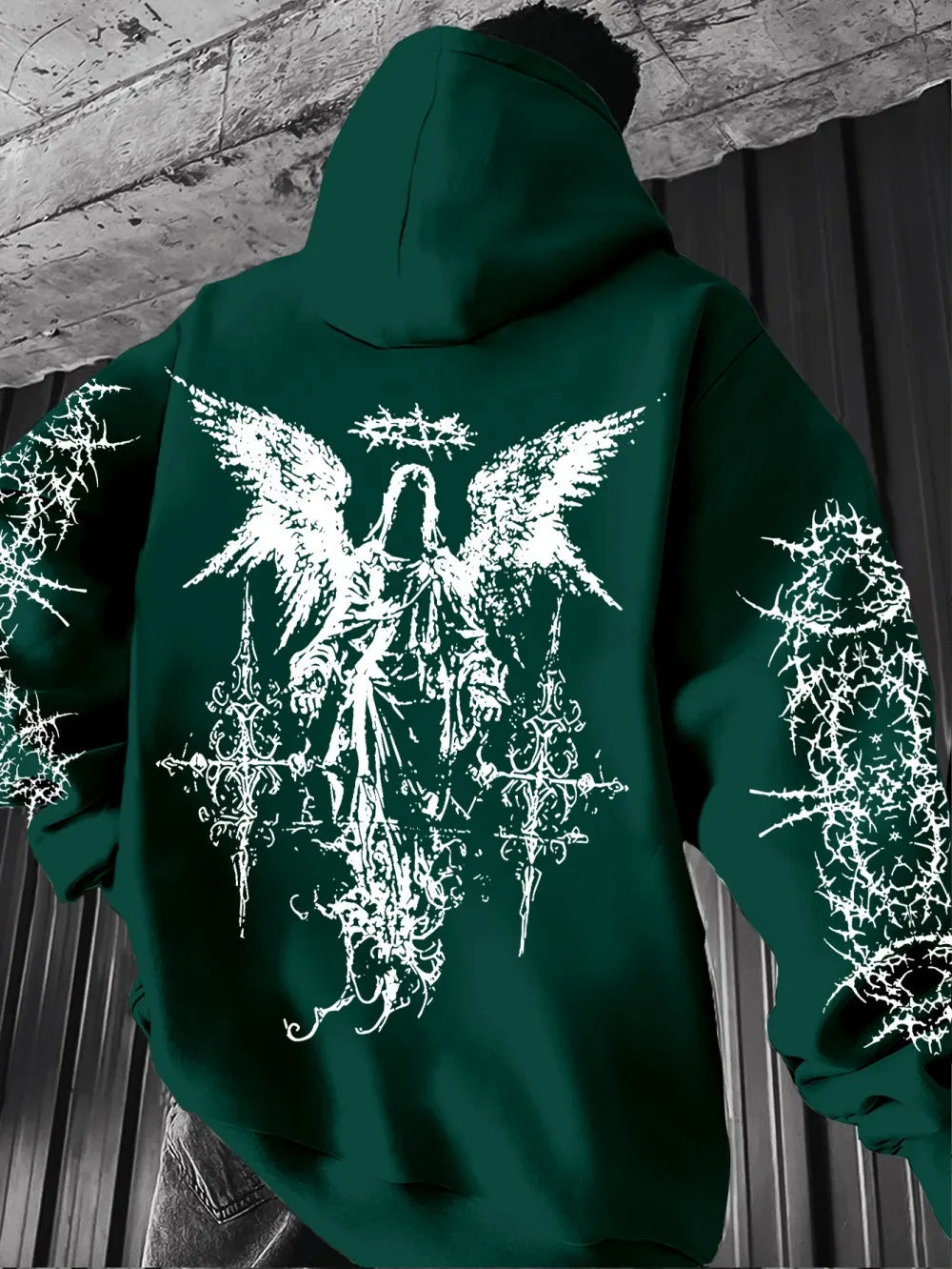 Gothic Style Angel Print Hoodies Men Women Outdoor Street Casual Sport Trend Hip-hop Couple Long-sleeve Autumn Winter Sweatshirt - ALMASTRONG